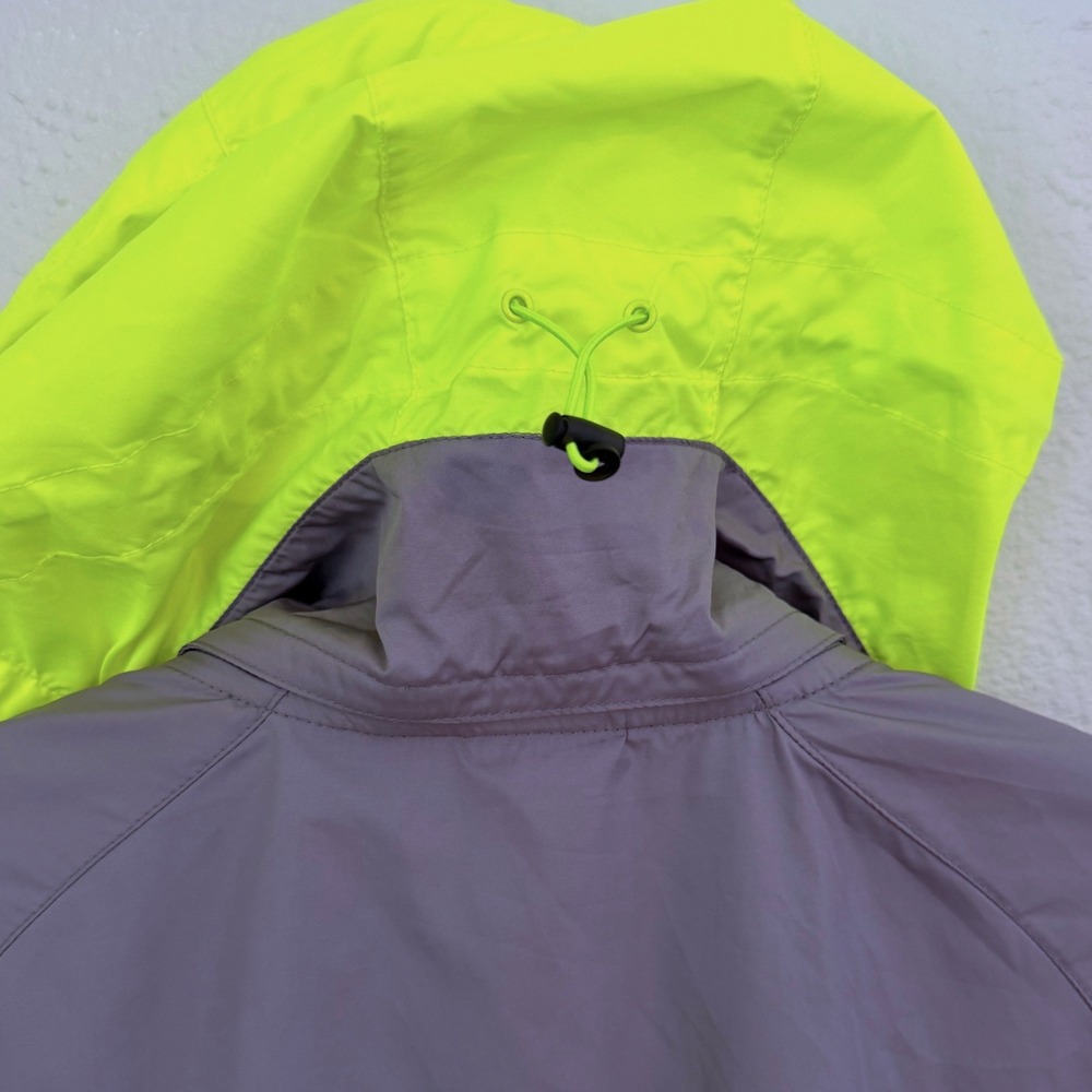Nike Running Windbreaker Jacket Volt Gray Colorblock Hood Size L Gorpcore - Picture 8 of 9